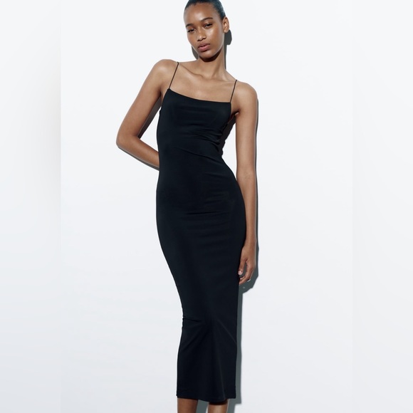 NEW WITHOUT A TAG ZARA LONG STRETCHY FITTED DRESS - Picture 2 of 8
